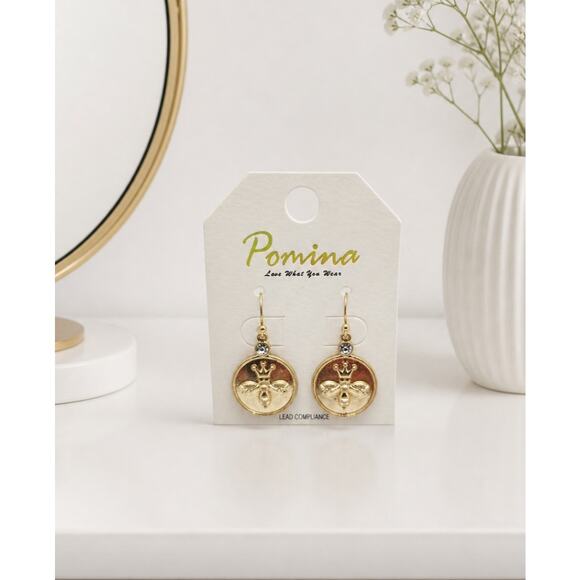 Pomina Jewelry - Pomina Gold Round Bee Earrings New